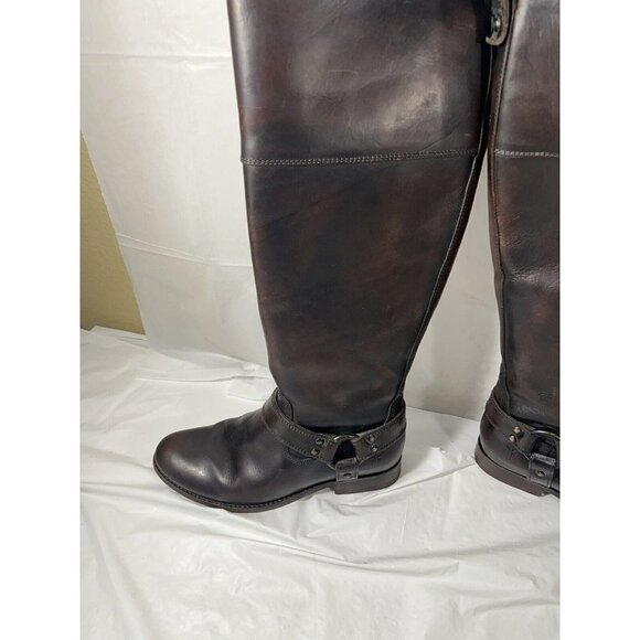 FRYE Melissa Harness Inside Zip Tall Brown Leather Boots Sz 6 B 76929 $438 - Picture 2 of 16